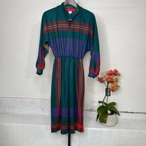 Vintage Longchamp 2/38 Multicolor Gem Colors Dress Rare w/ Pockets